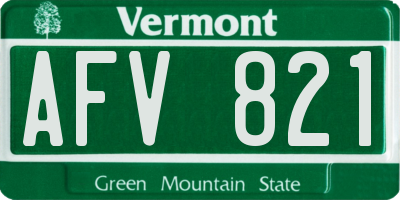 VT license plate AFV821