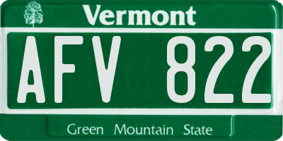 VT license plate AFV822