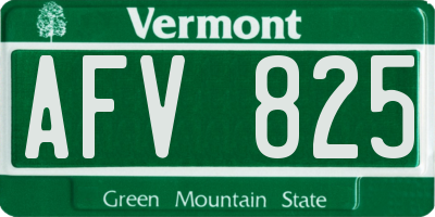 VT license plate AFV825