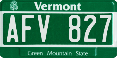 VT license plate AFV827