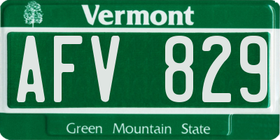 VT license plate AFV829