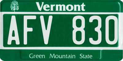 VT license plate AFV830