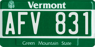 VT license plate AFV831
