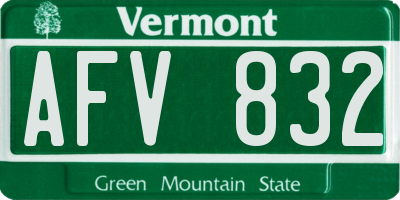 VT license plate AFV832