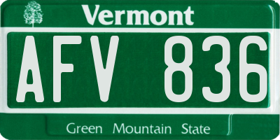 VT license plate AFV836