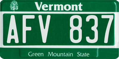 VT license plate AFV837