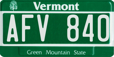 VT license plate AFV840
