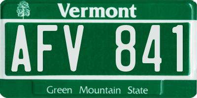 VT license plate AFV841
