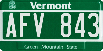 VT license plate AFV843