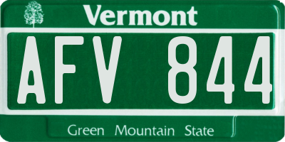 VT license plate AFV844