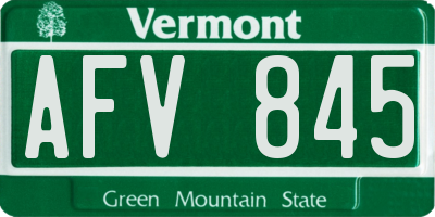VT license plate AFV845