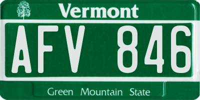 VT license plate AFV846