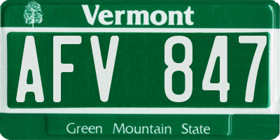 VT license plate AFV847