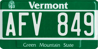VT license plate AFV849