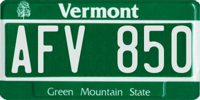 VT license plate AFV850