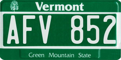 VT license plate AFV852