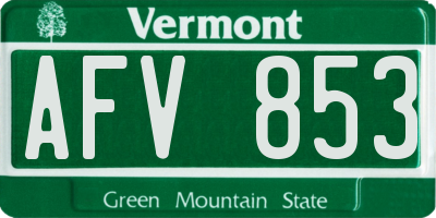 VT license plate AFV853