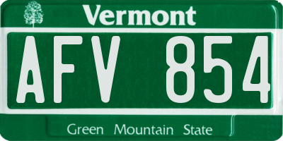 VT license plate AFV854