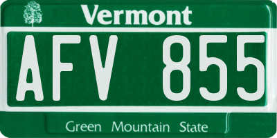 VT license plate AFV855