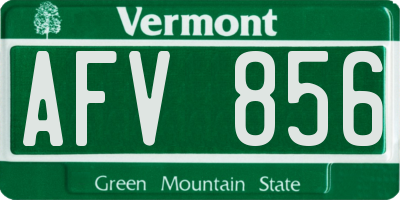 VT license plate AFV856