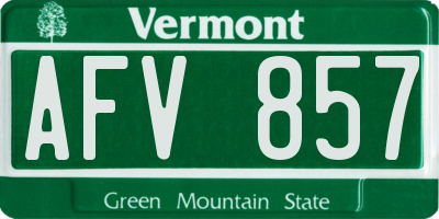 VT license plate AFV857