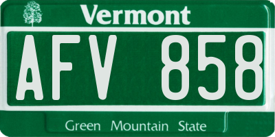 VT license plate AFV858