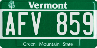 VT license plate AFV859