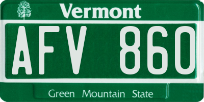 VT license plate AFV860