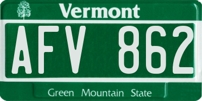VT license plate AFV862