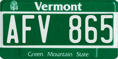 VT license plate AFV865