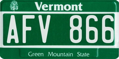 VT license plate AFV866