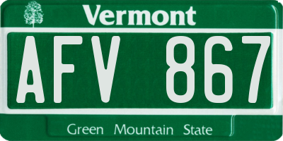VT license plate AFV867