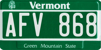 VT license plate AFV868