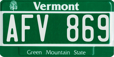 VT license plate AFV869