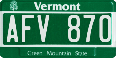 VT license plate AFV870