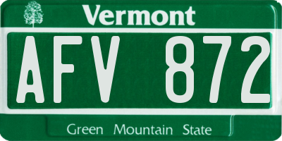 VT license plate AFV872