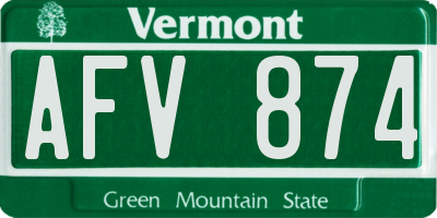 VT license plate AFV874