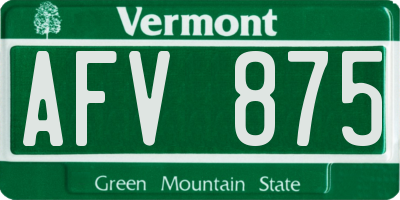 VT license plate AFV875