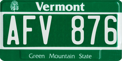 VT license plate AFV876