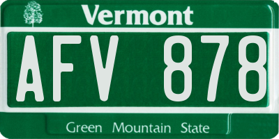 VT license plate AFV878