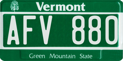 VT license plate AFV880