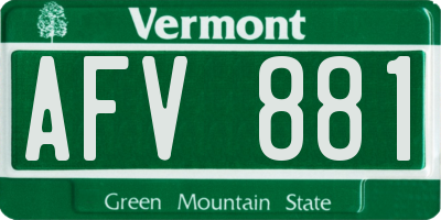 VT license plate AFV881