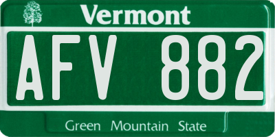 VT license plate AFV882