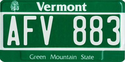 VT license plate AFV883
