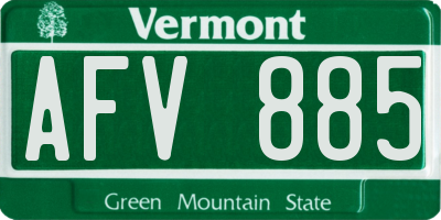 VT license plate AFV885