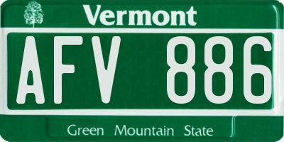 VT license plate AFV886