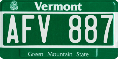VT license plate AFV887