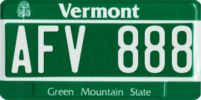 VT license plate AFV888