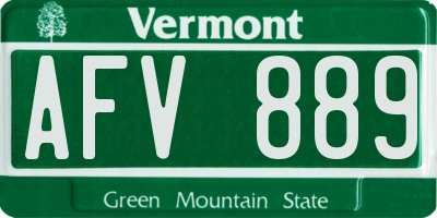 VT license plate AFV889