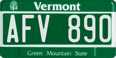 VT license plate AFV890
